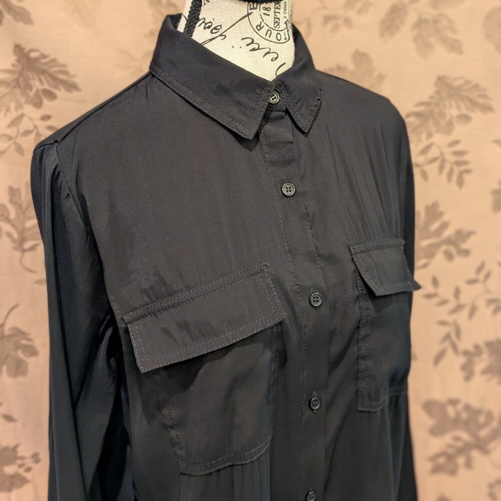 Max Studio Long Sleeve Black Button Down Blouse, Size S, Gently Used! EUC - Picture 2 of 8